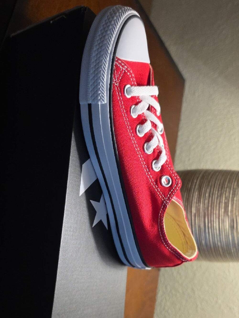 Converse Red Low-Top Canvas Sneakers with White Accents - Picture 2 of 7